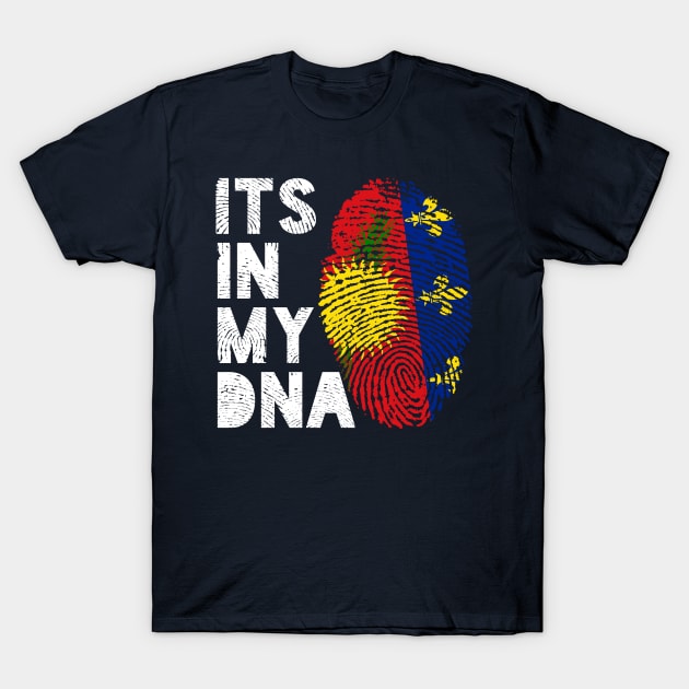 Its In My DNA Guadeloupe Flag Fingerprint T-Shirt by BraaiNinja